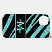 BOLD BLACK ZEBRA STRIPES NAME BLAUWGROEN GLITTER Case-Mate iPhone CASE (Achterkant (horizontaal))