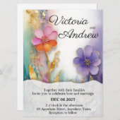 Bold Bloemen Huwelijksuitnodiging (Voorkant / Achterkant)