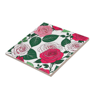 Bold Bloom Harmony - Hedendaagse rode en roze roos Tegeltje
