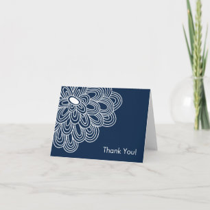 Bold Bloom Navy Blue Bridal Shower Thank You Card Bedankkaart