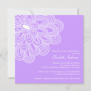 Bold Bloom Paars en White Bridal Shower Invitation Kaart
