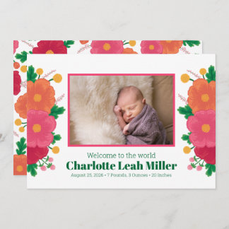 Bold Blooms Geboorteaankondiging Aankondiging