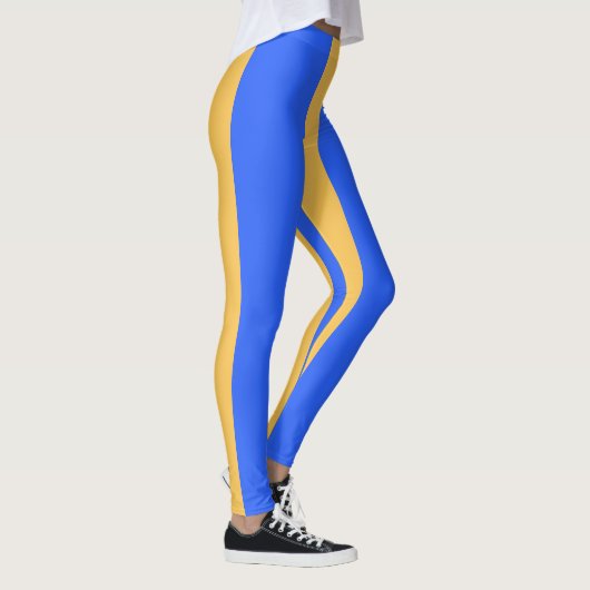 Bold Blue and Gold Wide Vertical Stripe Pattern  Leggings (Rechts)