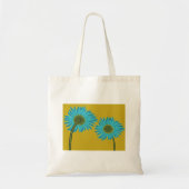 Bold Blue Daisy Art op mosterdgele achtergrond Tote Bag (Voorkant)