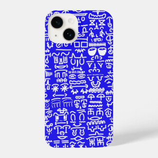 Bold Blue Doodle Pattern iPhone Case 14 Hoesje