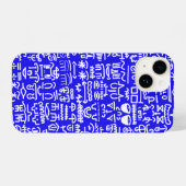 Bold Blue Doodle Pattern iPhone Case Hoesje (Achterkant horizontaal)