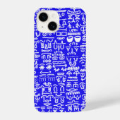 Bold Blue Doodle Pattern iPhone Case iPhone Hoesje (Achterkant)