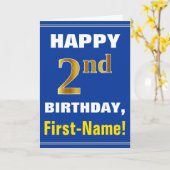 Bold, Blue, Faux Gold 2e anniversaire avec carte d (Fleur jaune)