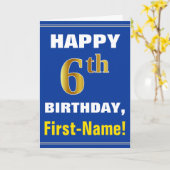 Bold, Blue, Faux Gold 6e anniversaire avec carte d (Fleur jaune)