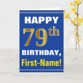 Bold, Blue, Faux Gold 79e anniversaire avec carte  (Fleur jaune)