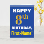 Bold, Blue, Faux Gold 8e anniversaire avec carte d (Fleur jaune)