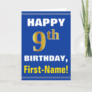 Bold, Blue, Faux Gold 9e anniversaire avec carte d