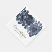 Bold Blue Floral Hand Lettering Wedding Servet (Hoek)