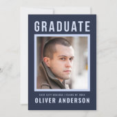 Bold Blue Graduate Faire-part et Grad Party (Devant)