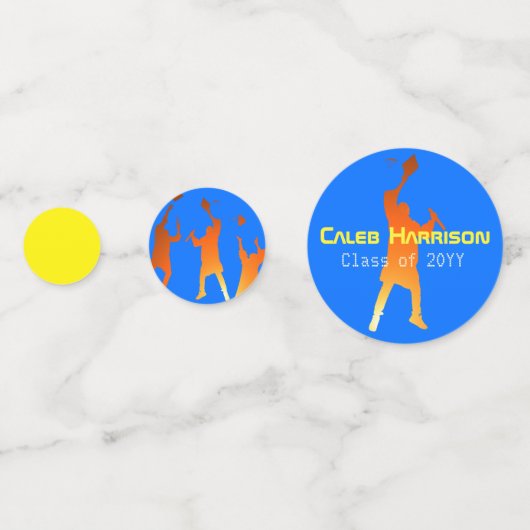 Bold Blue Modern Tech Afstuderen Confetti (Achterkanten)