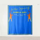 Bold Blue Modern Tech Afstuderen Wandkleed (Voorkant)