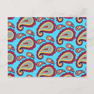Bold Blue Paisley Briefkaart