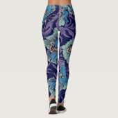 Bold Blue & Teal Botanical Print Floral Pattern  Leggings (Achterkant)