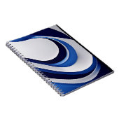 Bold Blue White Futuristic Wave Notitieboek (Rechterzijde)