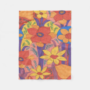 Bold Bohemen Oranje Garden Print Fleece Deken