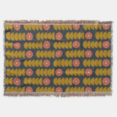 Bold Boho Botanical Geometric Blue Gold Deken (Voorkant)