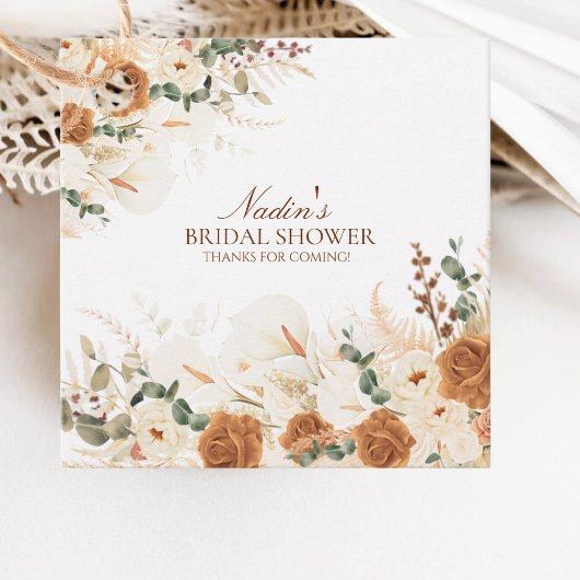 Bold Boho Ivory Calla Lilies Square Bedankjes Labels