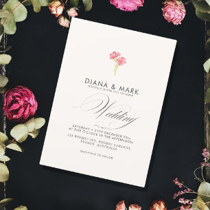 Bold Boho Roze Trendy Wildflower Unieke bruiloft Kaart