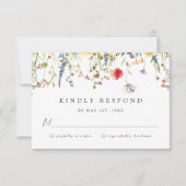 Bold Boho Wildflower Wedding RSVP Card (Devant)