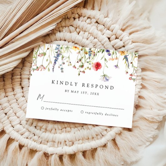 Bold Boho Wildflower Wedding RSVP Card