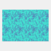 Bold & Bright Blue en Navy Wildflower Inpakpapier Vel (Voorkant)