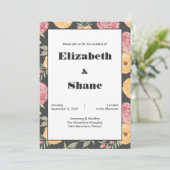 Bold & Bright Rozen bruiloft uitnodiging (Staand voorkant)