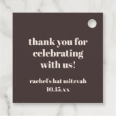 Bold Brown Cream Custom Cute Bat Mitzvah Thank You Bedankjes Labels (Achterkant)