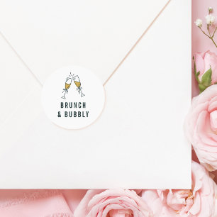 Bold Brunch & Bubble Faux Gold Glitter Champagne Ronde Sticker