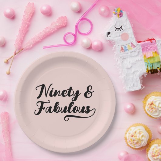 Bold Brush Script negentig & Fabulous Blush Papieren Bordje (Feest)