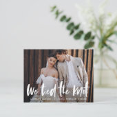 Bold Brush Script Photo We hebben de knoop doorgeh Briefkaart (Staand voorkant)