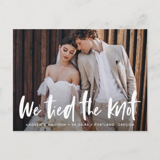 Bold Brush Script Photo We hebben de knoop doorgeh Briefkaart (Voorkant)