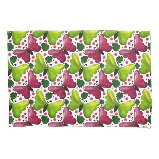 Bold Butterfly Floral Pattern with Hearts Kussensloop (Voorkant)