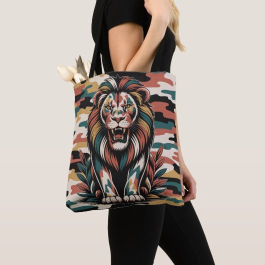 Bold camo lion design draagtas (Dichtbij)