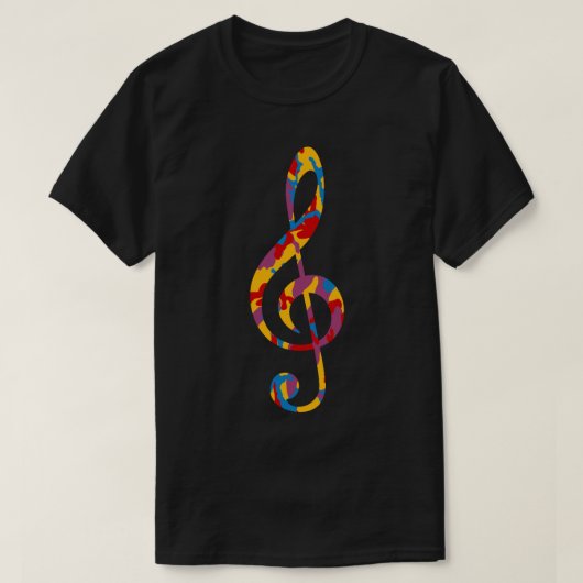 Bold Camo Pattern Treble Clef T-shirt (Design voorkant)