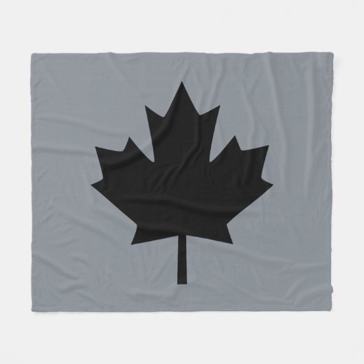 Bold Canadian Black Maple Leaf Fleece Deken (Voorkant (Horizontaal))