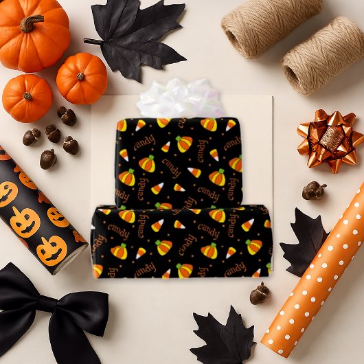 Bold Candy Corn Black Fun Halloween Cadeaupapier