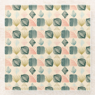 Bold Caribbean Tribal Mudcloth: Boho Buttercream Glazen Onderzetter