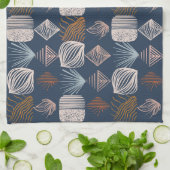 Bold Caribbean Tribal Mudcloth: Navy Blue, Boho Theedoek (Gevouwen)