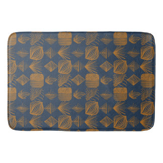 Bold Caribbean Tribal Mudcloth: Navy Blue, Goud Badmat