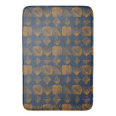 Bold Caribbean Tribal Mudcloth: Navy Blue, Goud Badmat (Voorkant Verticaal)