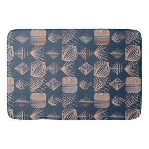 Bold Caribbean Tribal Mudcloth: Navy Blue, Roze Badmat