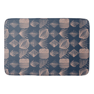 Bold Caribbean Tribal Mudcloth: Navy Blue, Roze Badmat