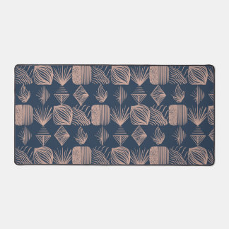 Bold Caribbean Tribal Mudcloth: Navy Blue, Roze Bureaumat