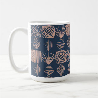 Bold Caribbean Tribal Mudcloth: Navy Blue, Roze Koffiemok