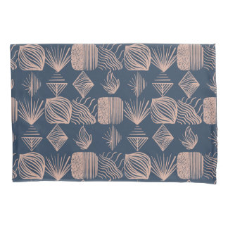 Bold Caribbean Tribal Mudcloth: Navy Blue, Roze Kussensloop